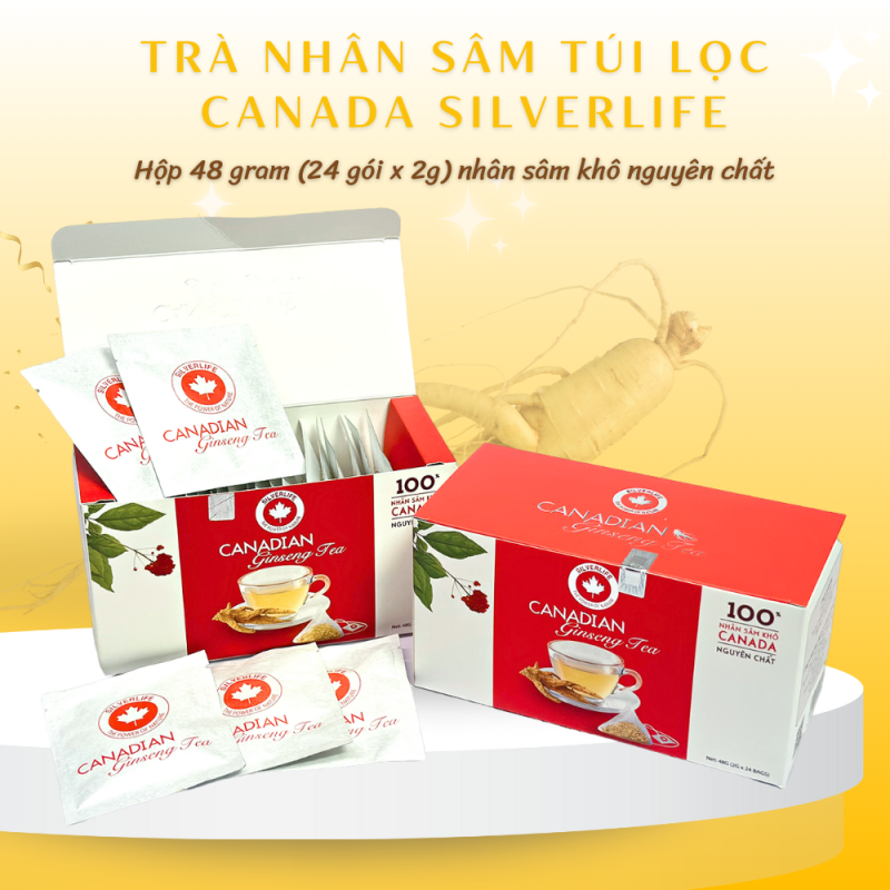 Trà nhân sâm Canada SilverLife hộp 24 gói 48g