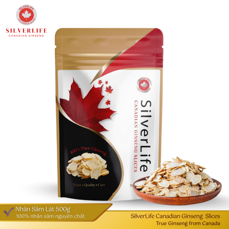 Nguyên Liệu Nhân Sâm Lát Canada SilverLife – Lát To – gói 500g